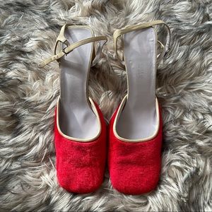 Vintage pony hair leather heels